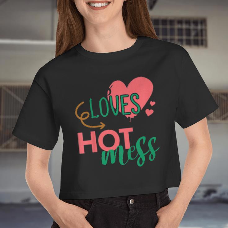 Kids Jesus Loves This Little Hot Mess For Girls Christian Women Cropped T-shirt