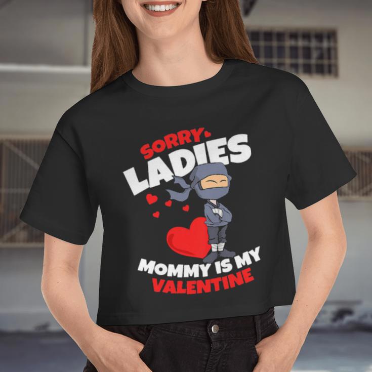 Kids Valentines Day Mommy Is My Valentine Toddler Boy Cute Ninja Classic Women Women Cropped T-shirt