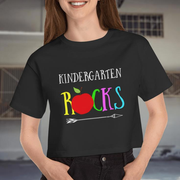 Kindergarten Rocks Toddlers Teacher Appreciation Last Day Cool Women Cropped T-shirt