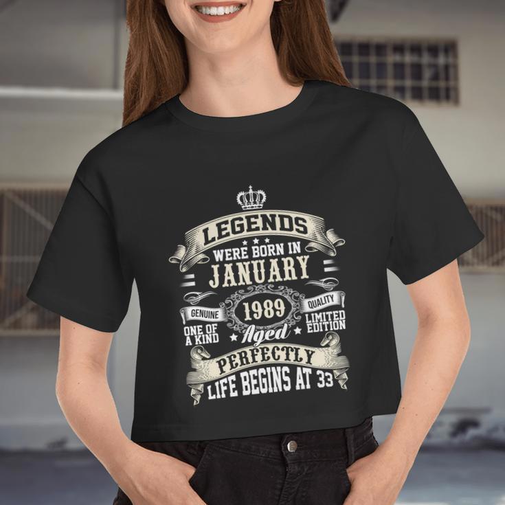 Legends Were Born In January 1989 Vintage 33Rd Birthday For Men & Women Women Cropped T-shirt