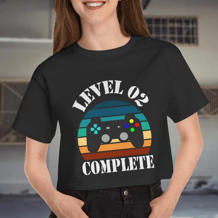 Level 2 Complete 2Nd Wedding Anniversary Video Gamer Women Cropped T-shirt