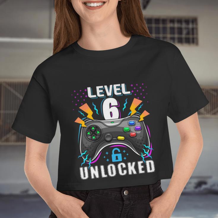 Level 6 Unlocked Video Game 6Th Birthday Gamer Boys Women Cropped T-shirt