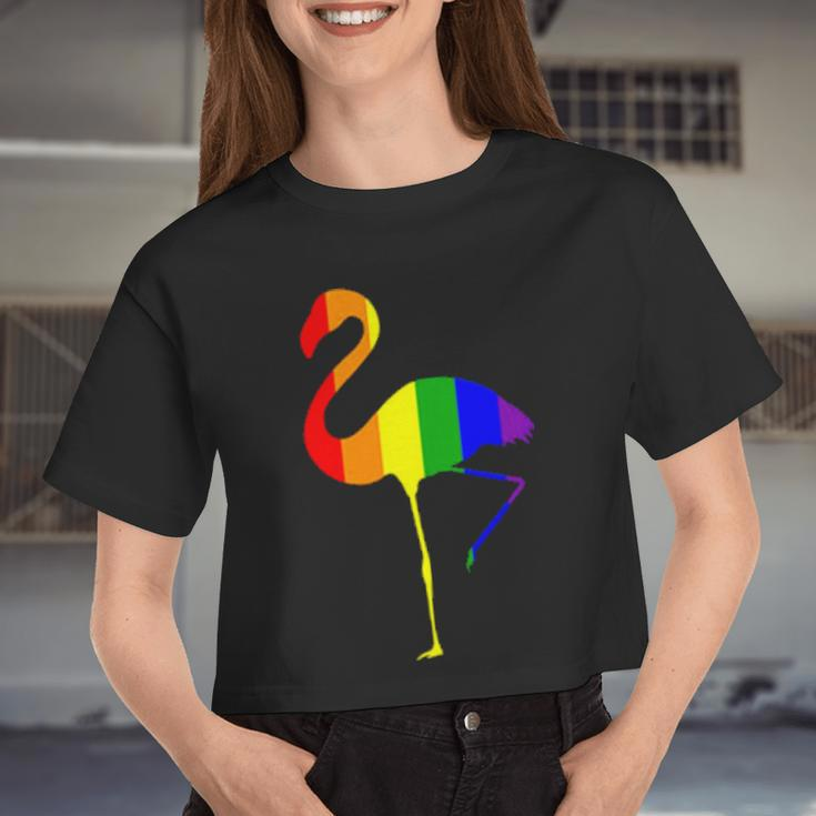 Lgbt Flamingo Rainbow Women Cropped T-shirt