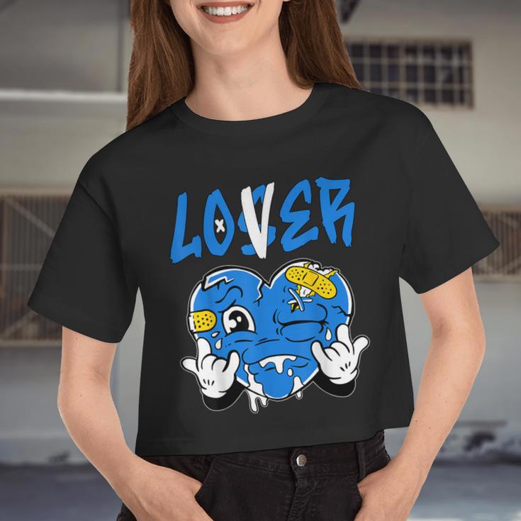 Loser Lover Blue Yellow Drip Heart Matching Outfit Women Women Cropped T-shirt