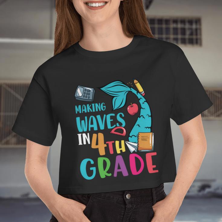 Making Waves In 4Th Grade First Day Of School Back To School Women Cropped T-shirt