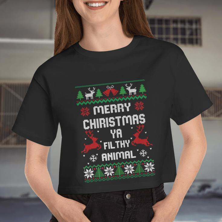 Merry Christmas Animal Filthy Ya 2021 Tshirt Women Cropped T-shirt
