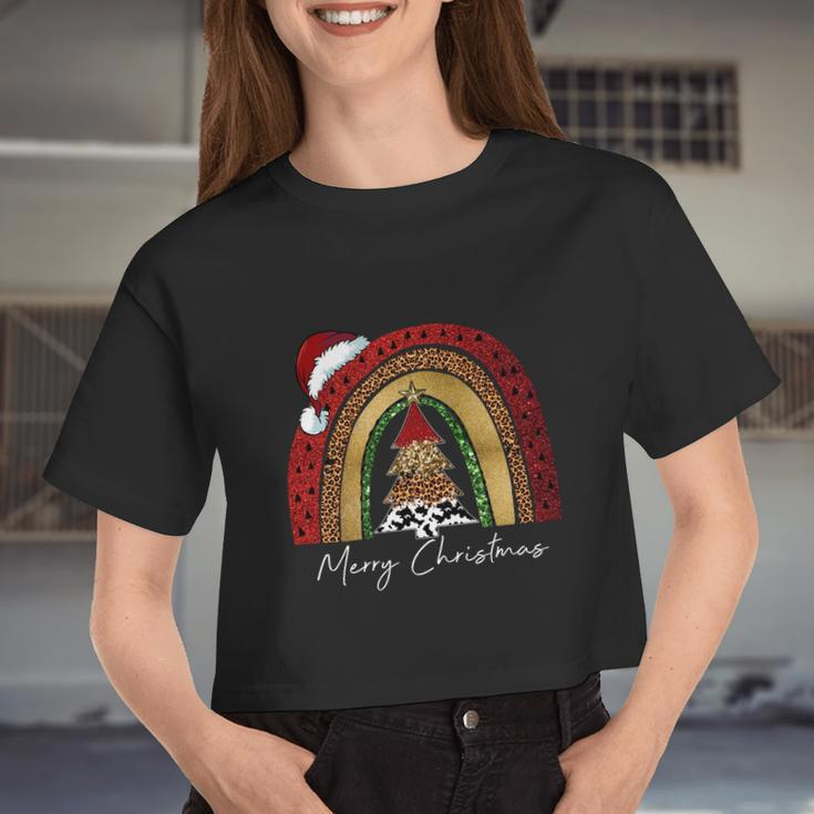 Merry Christmas Rainbow Women Cropped T-shirt