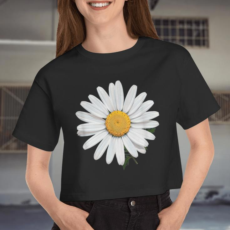 Nice White Daisies Flower Women Cropped T-shirt