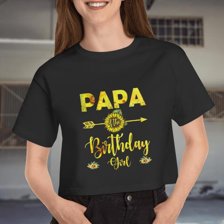 Papa Of The Birthday Girl Dad Sunflower Women Cropped T-shirt