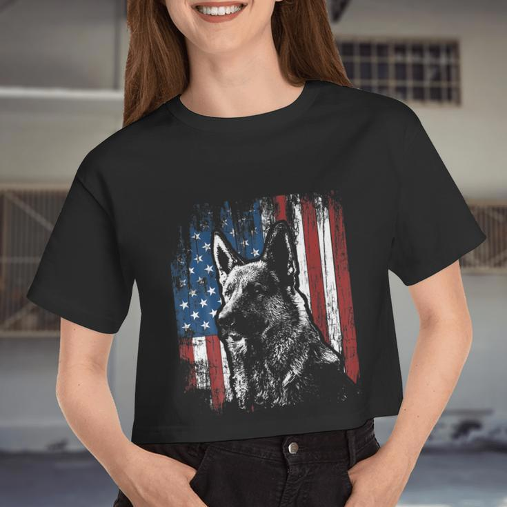 Patrioticgiftgermangiftshepherdgiftamericangiftflag Dog Men Women Women Cropped T-shirt