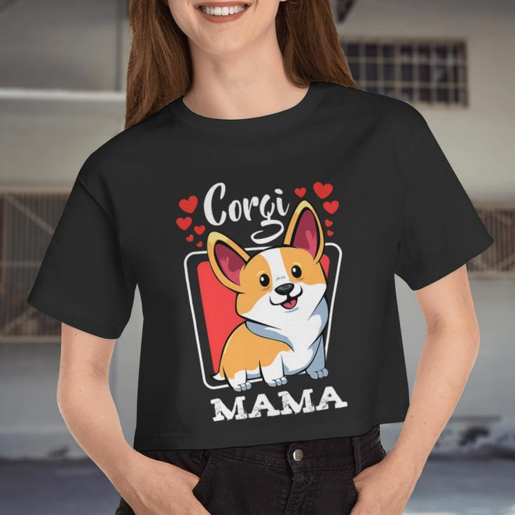 Pembroke Welsh Corgi Mama Puppy Dog Mom Pets Animals Lover V2 Women Cropped T-shirt