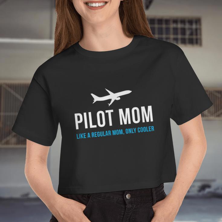 Pilot Mom Cute Airplane Aviation Women Cropped T-shirt