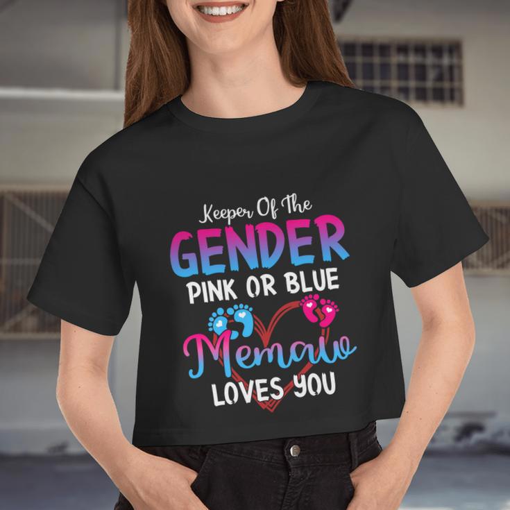 Pink Or Blue Memaw Loves You Keeper Of The Gender Women Cropped T-shirt