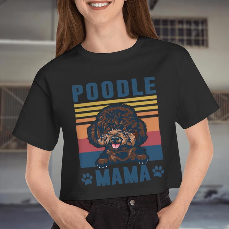 Poodle Mama Mother Retro Dog Mom Women Cropped T-shirt