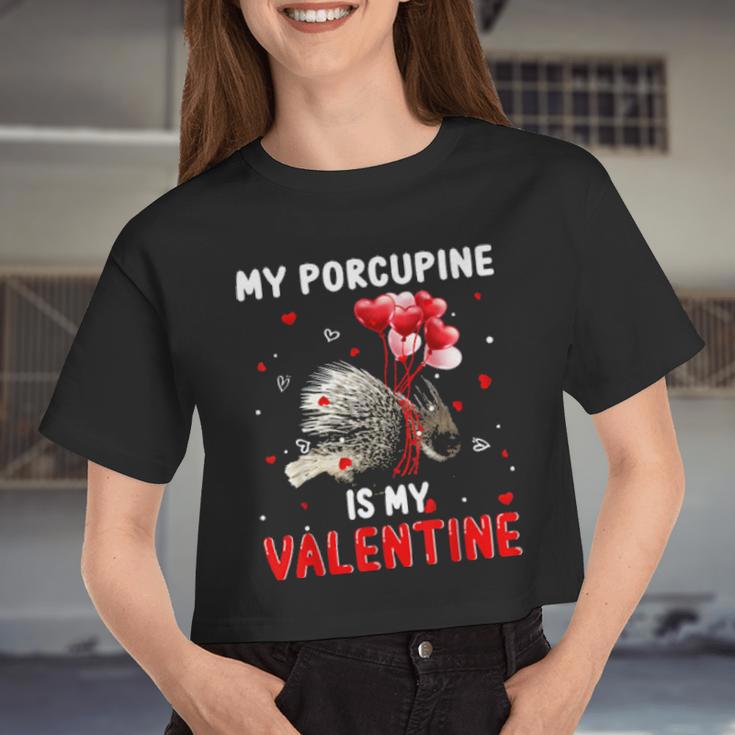 My Porcupine Is My Valentine Apparel Animals Lover Women Long Women Cropped T-shirt