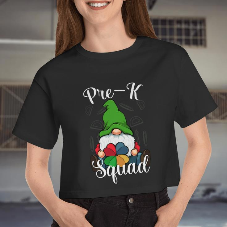 Pregiftk Squad Back To School Cute Gnome Students Teachers Women Cropped T-shirt