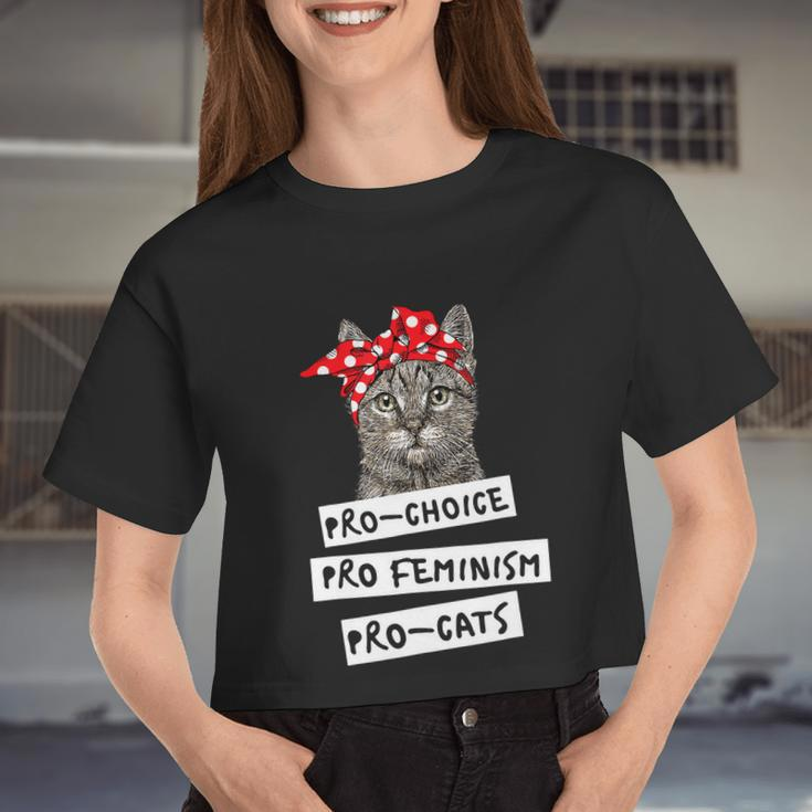 Pro Choice Pro Feminism Pro Cats Shirt Women Cropped T-shirt