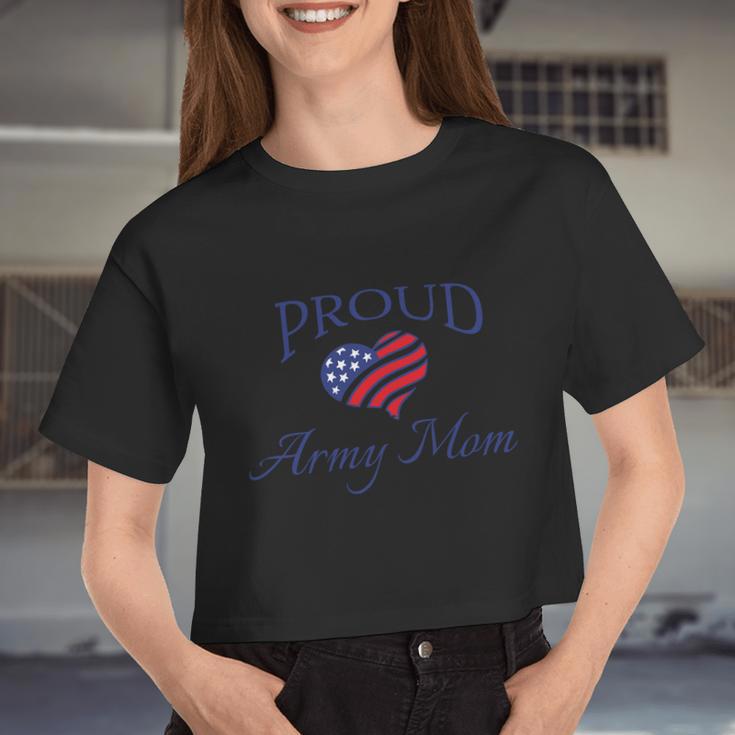 Proud Army Mom V2 Women Cropped T-shirt