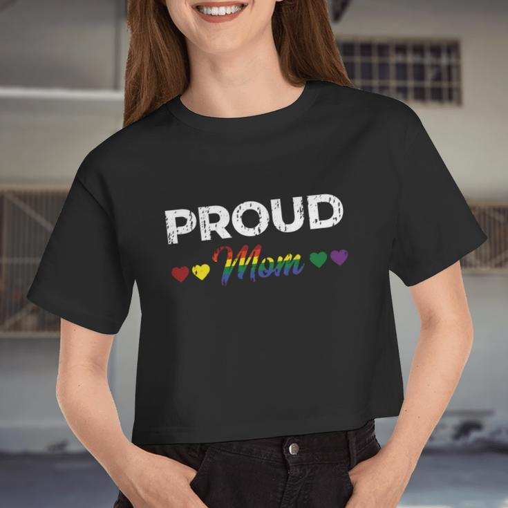 Proud Mom Gay Lesbian Lgbtq Pride Rainbow V3 Women Cropped T-shirt