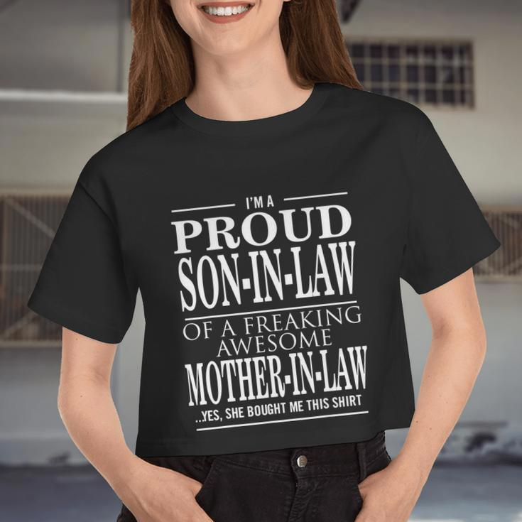 Proud Son In Law Of A Freaking Awesome Mother In Law V2 Women Cropped T-shirt