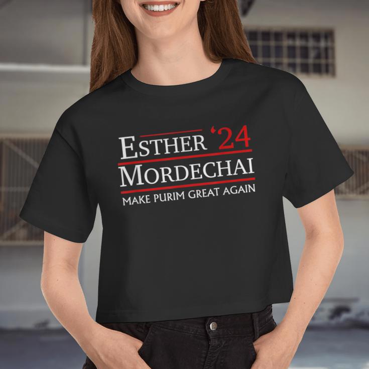 Purim Presidential Election Vote Queen Esther Mordechai 2024 Women Cropped T-shirt