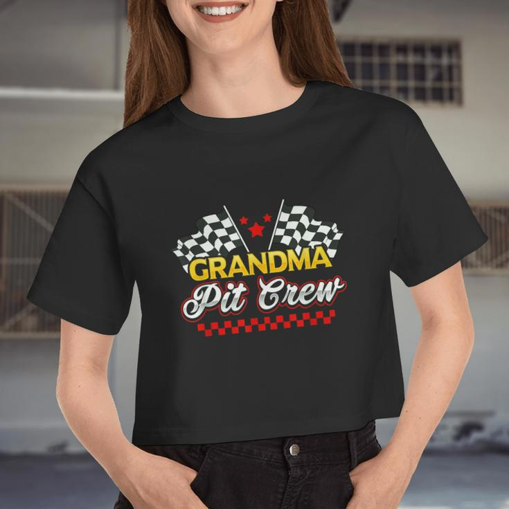 Race Car Birthday Party Racing Family Grandma Pit Crew Women Cropped T-shirt