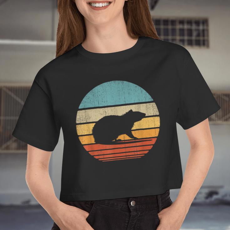 Rat Retro Vintage 60S 70S Sunset Rodent Animal Women Women Cropped T-shirt