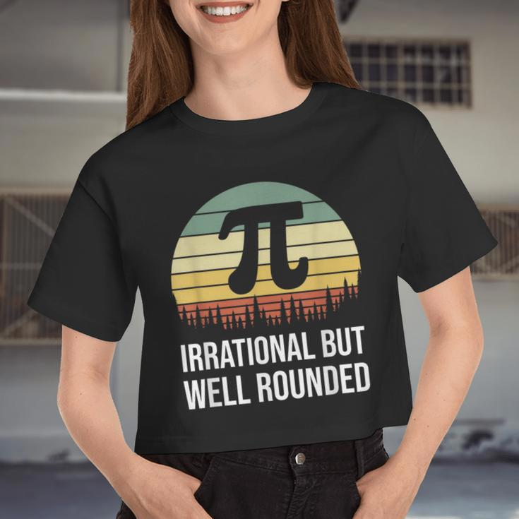 Retro Pi Day Irrational But Well Rounded Math Teacher Women Cropped T-shirt