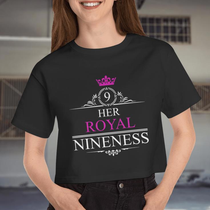 Her Royal Nineness 9Th Birthday Nine Year Old Girl Women Cropped T-shirt