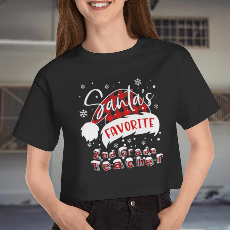 Santa's Favorite 2Nd Grade Teacher Women Cropped T-shirt