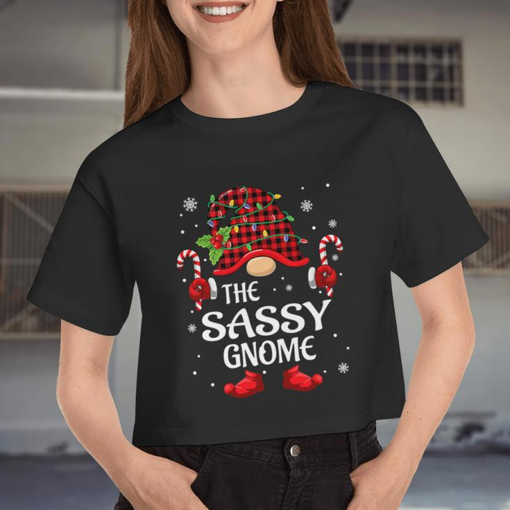 Sassy Gnome Family Christmas Pajama Sassy Gnome Tshirt Women Cropped T-shirt