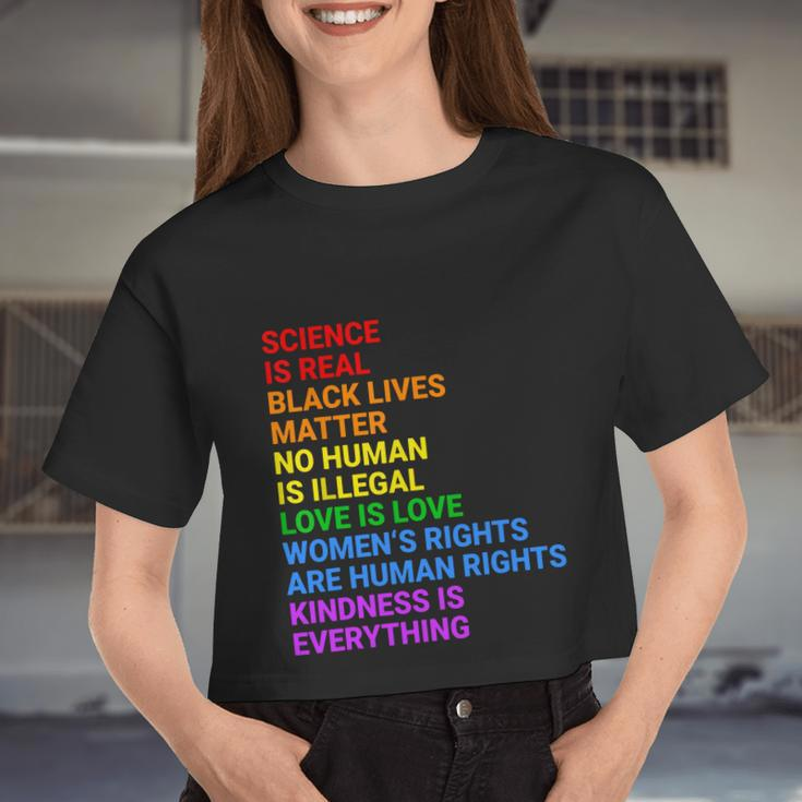 Science Is Real Black Lives Matter No Human Is Illegal Love Women Cropped T-shirt