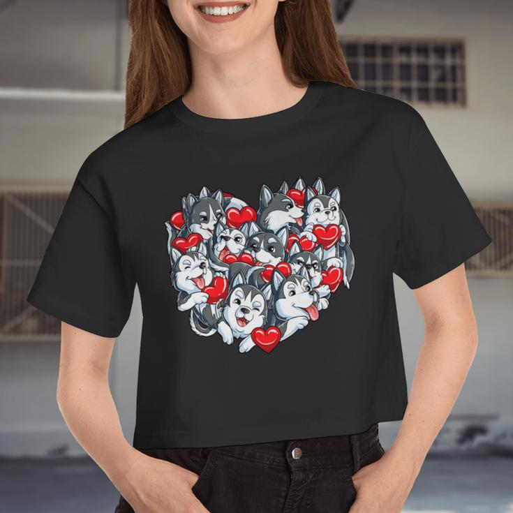 Siberian Husky Valentines Day Heart Kids Boys Girls Women Cropped T-shirt