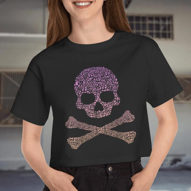 Silhouette Icon Pirate Skull & Crossbones Girls Pirate Women Cropped T-shirt