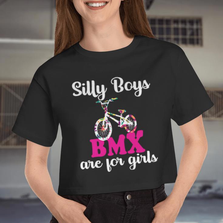 Silly Boys Bmx Are For Girls Bike Racing Girl Women Cropped T-shirt