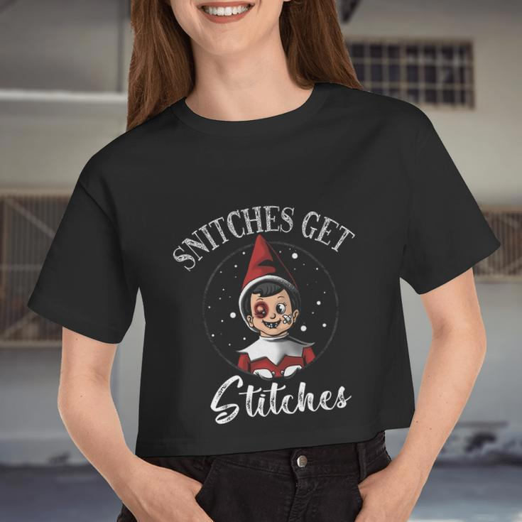 Snitches Get Stitches The Elf Xmas Christmas V4 Women Cropped T-shirt