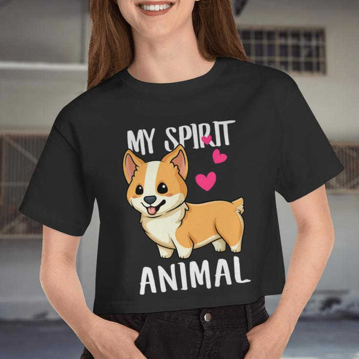 My Spirit Animal Corgi Dog Love-R Dad Mom Boy Girl Women Cropped T-shirt
