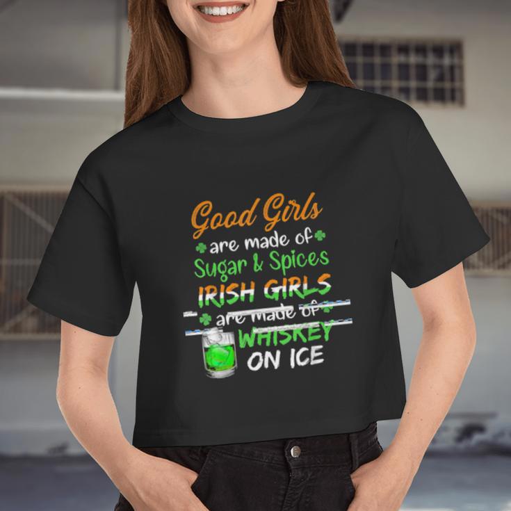 St Patrick's Day Irish Girls Whiskey On Ice Women Cropped T-shirt