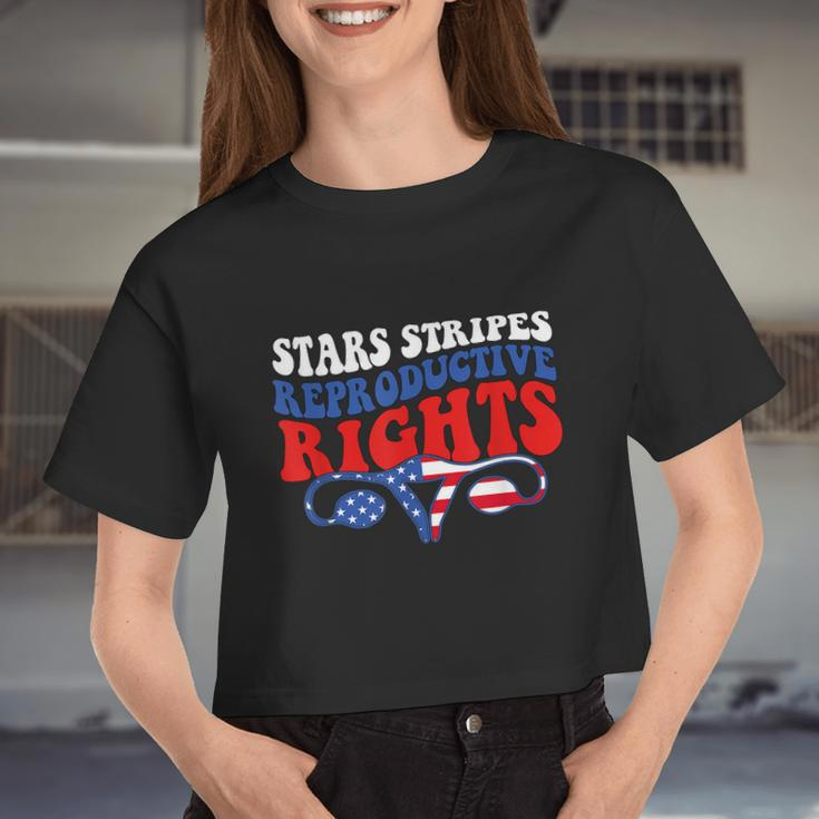 Stars Stripes Reproductive Rights American Flag V3 Women Cropped T-shirt