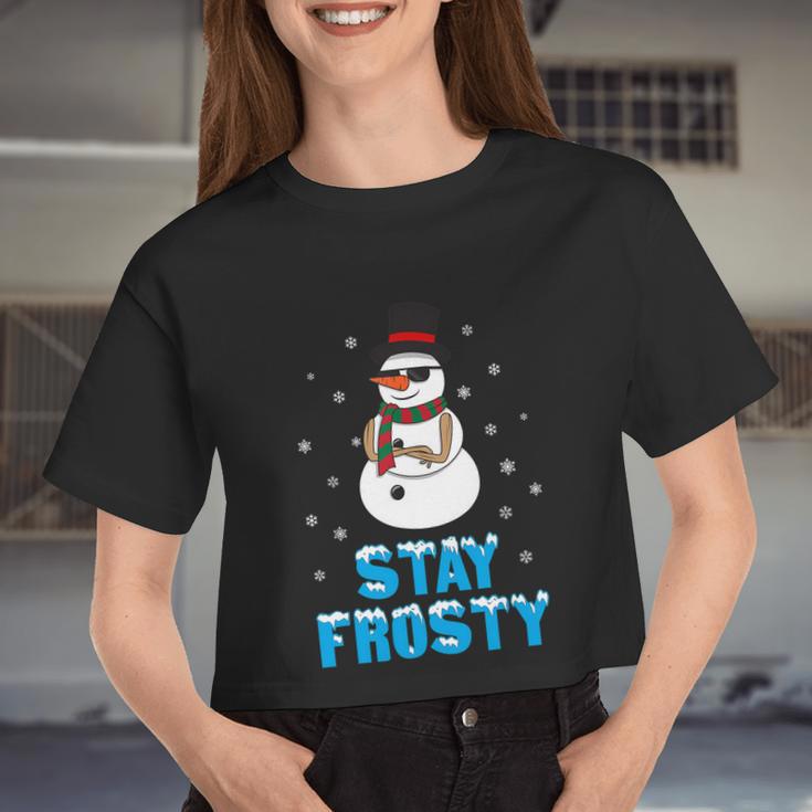 Stay Frosty Shirt Christmas Shirt Cool Snowman Tshirt V2 Women Cropped T-shirt