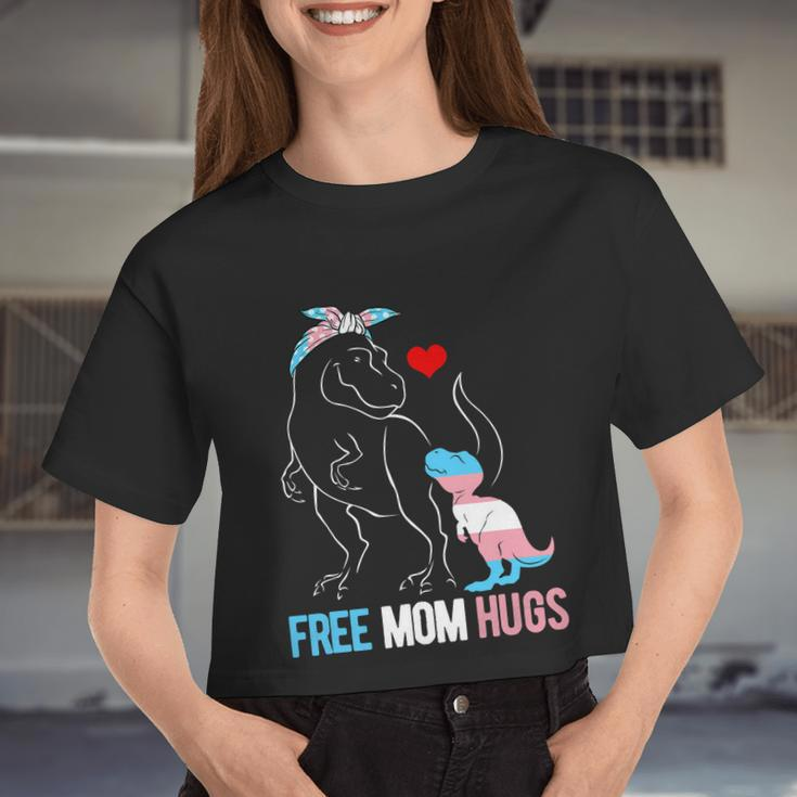 Trans Free Mom Hugs Dinosaur Rex Mama Transgender Pride Women Cropped T-shirt