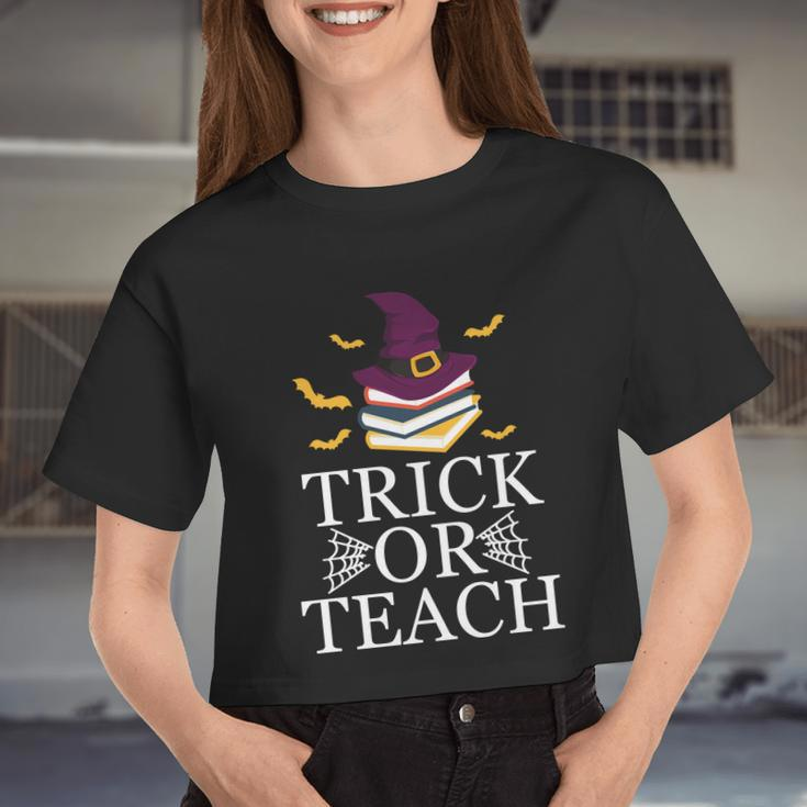 Trick Or Teach Halloween Women Cropped T-shirt