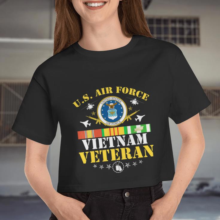 Us Air Force Vietnam Veteran Usa Flag Vietnam Vet Flag V2 Women Cropped T-shirt