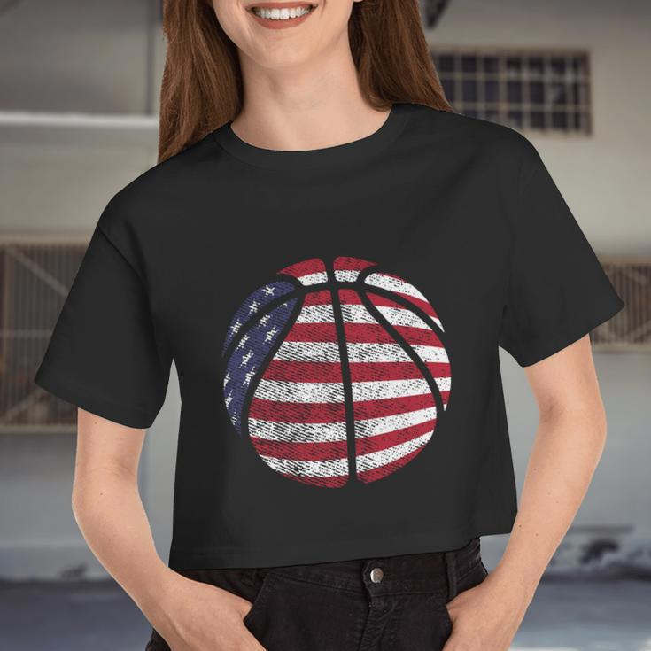 Us American Flag For Patriotic Basketball Women Cropped T-shirt