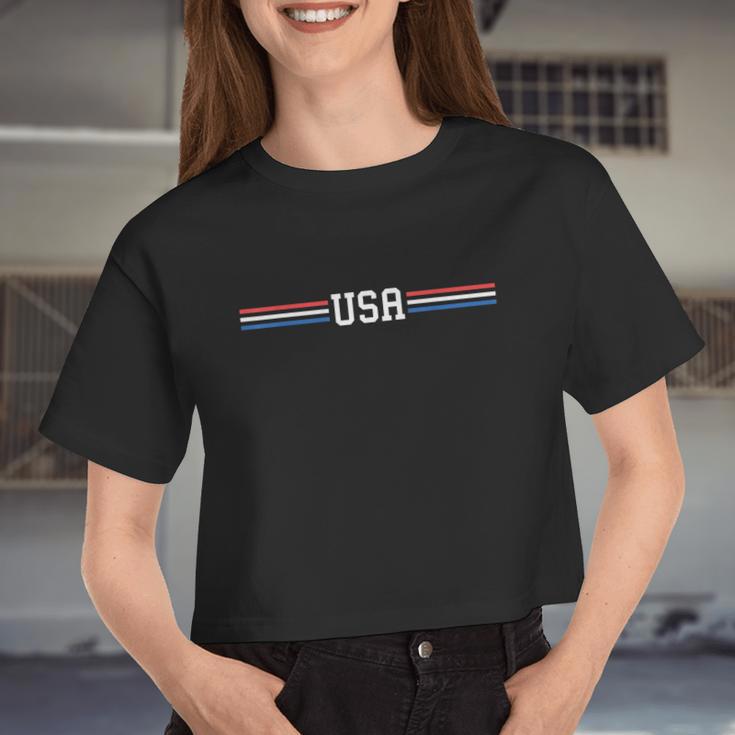 Usa Shirt Women Men Kids Cute Patriotic American 4Th Of July Women Cropped T-shirt