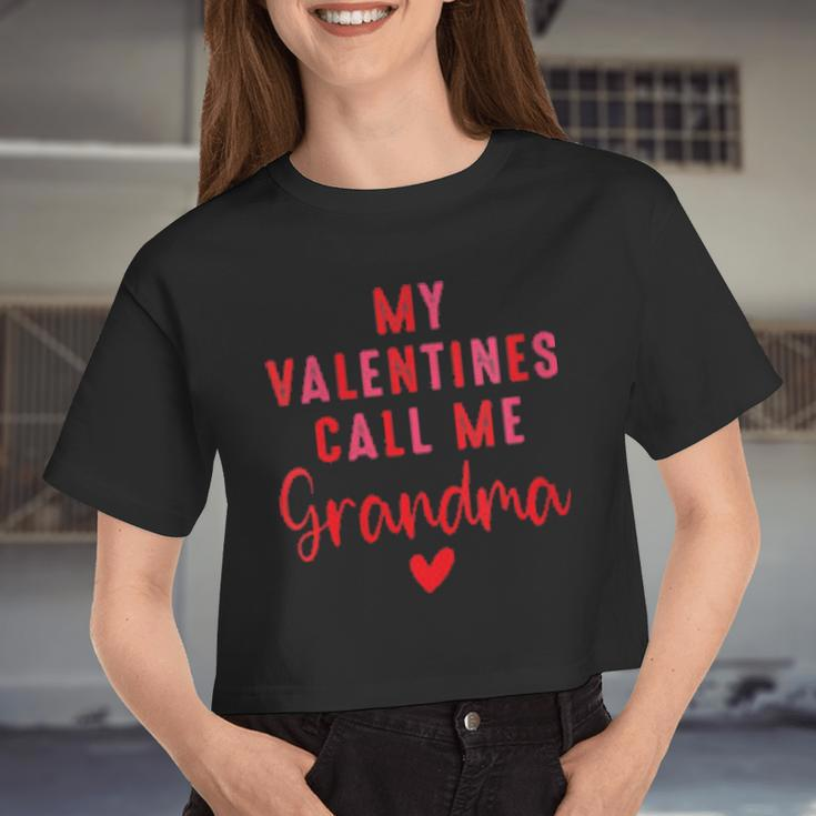 My Valentines Call Me Grandma Cute Valentine's Day Love Women Cropped T-shirt