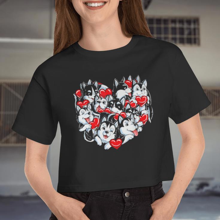 Valentines Day Siberian Husky Heart Lover Men Women Love Dog Women Cropped T-shirt