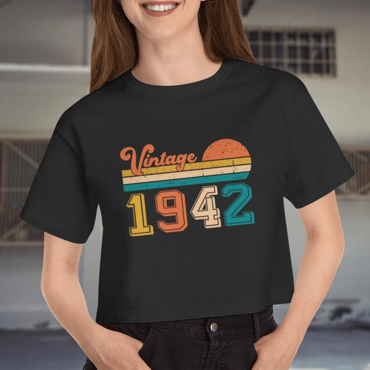 Vintage 1942 Retro 80Th Birthday Women Cropped T-shirt