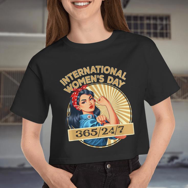 Vintage 8 March International Women's Day Asian American Women Cropped T-shirt