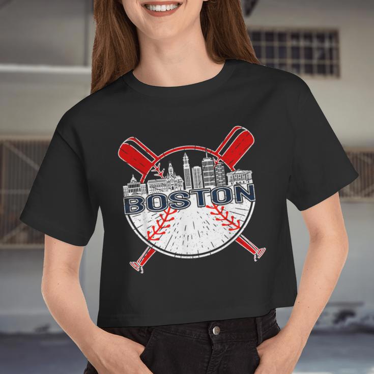 Vintage Boston Baseball For And Women Women Cropped T-shirt